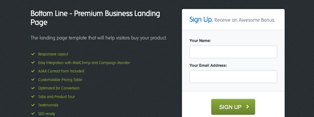 Bottom Line - The Sign-up Form Page Template